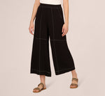 Contrast Stitching Crinkle Midi Pant In Black Ivory 2