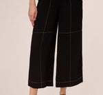 Contrast Stitching Crinkle Midi Pant In Black Ivory 4