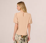 Bubble Sleeve Embroidered Top In Champagne Blush 6