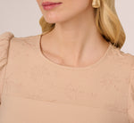 Bubble Sleeve Embroidered Top In Champagne Blush 4