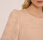 Bubble Sleeve Embroidered Top In Champagne Blush 5