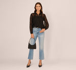 Long Sleeve Sheer Floral Eyelet Lace Blouse In Black 2