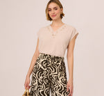 Sleeveless Embroidered V Neck Top In Pebble 1