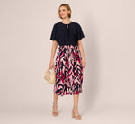 Short Sleeve Neck Tie Embroidered Yoke Top In Blue Moon 2