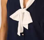 Tie Collar Knit Vest Top In Blue Moon Ivory 4