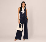 Tie Collar Knit Vest Top In Blue Moon Ivory 2