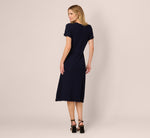 Short Sleeve Waffle Weave Midi Dress In Blue Moon 6