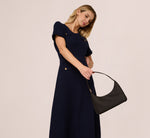 Short Sleeve Waffle Weave Midi Dress In Blue Moon 8