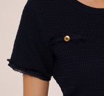 Short Sleeve Waffle Weave Midi Dress In Blue Moon 5