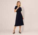 Short Sleeve Waffle Weave Midi Dress In Blue Moon 2