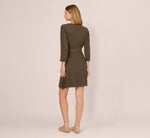 Three Quarter Sleeve Waffle Knit Short Dress In Fatigue 6