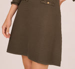 Three Quarter Sleeve Waffle Knit Short Dress In Fatigue 5