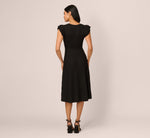 Flutter Sleeve Ribbed Cable Midi Dress In Black 6