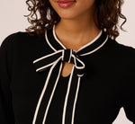 Long Sleeve Contrast Tipped Sweater Dress In Black Ivory 5