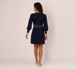 Long Sleeve Contrast Tipped Sweater Dress In Blue Moon Ivory 6