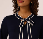 Long Sleeve Contrast Tipped Sweater Dress In Blue Moon Ivory 4