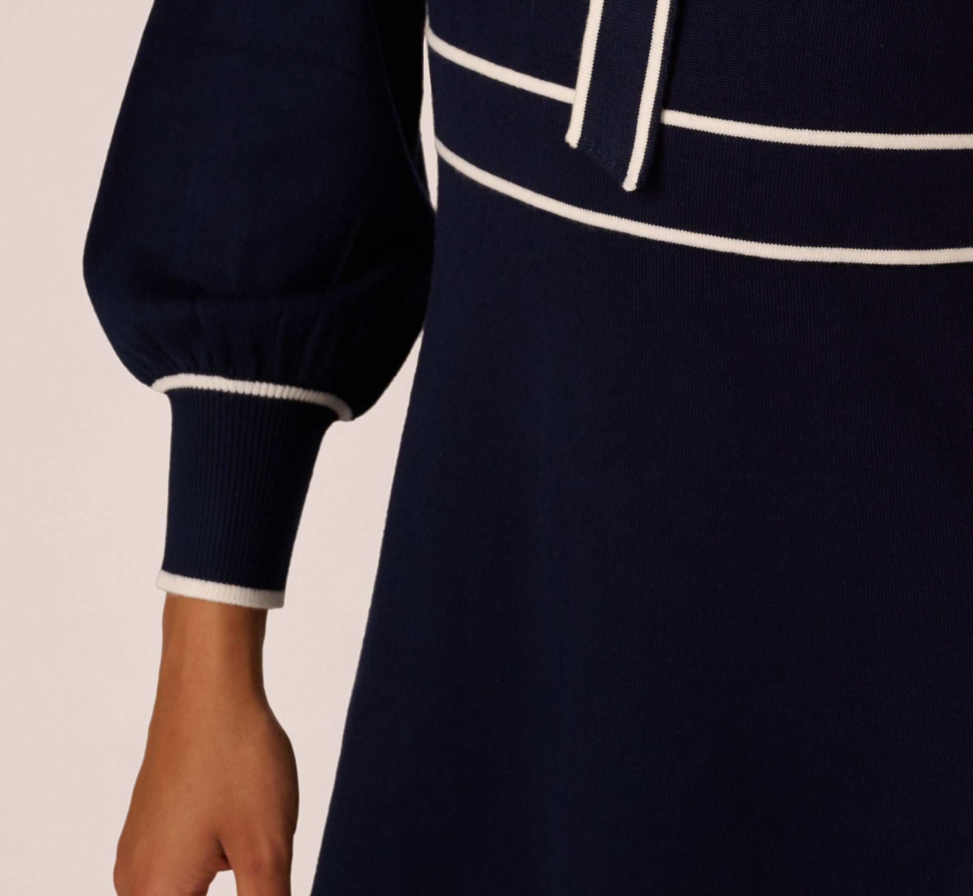 Multi Colored Long Sleeve Contrast Tipped Sweater Dress - Adrianna Papell Multi Colored Long Sleeve Contrast Tipped Sweater Dress - Adrianna Papell