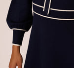 Long Sleeve Contrast Tipped Sweater Dress In Blue Moon Ivory 5