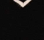 Long Sleeve Collared Twofer Sweater Dress In Black Ivory 6