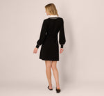 Long Sleeve Collared Twofer Sweater Dress In Black Ivory 5