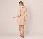 Long Sleeve Collared Twofer Sweater Dress In Champagne Blush Black 6