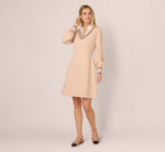 Long Sleeve Collared Twofer Sweater Dress In Champagne Blush Black 3