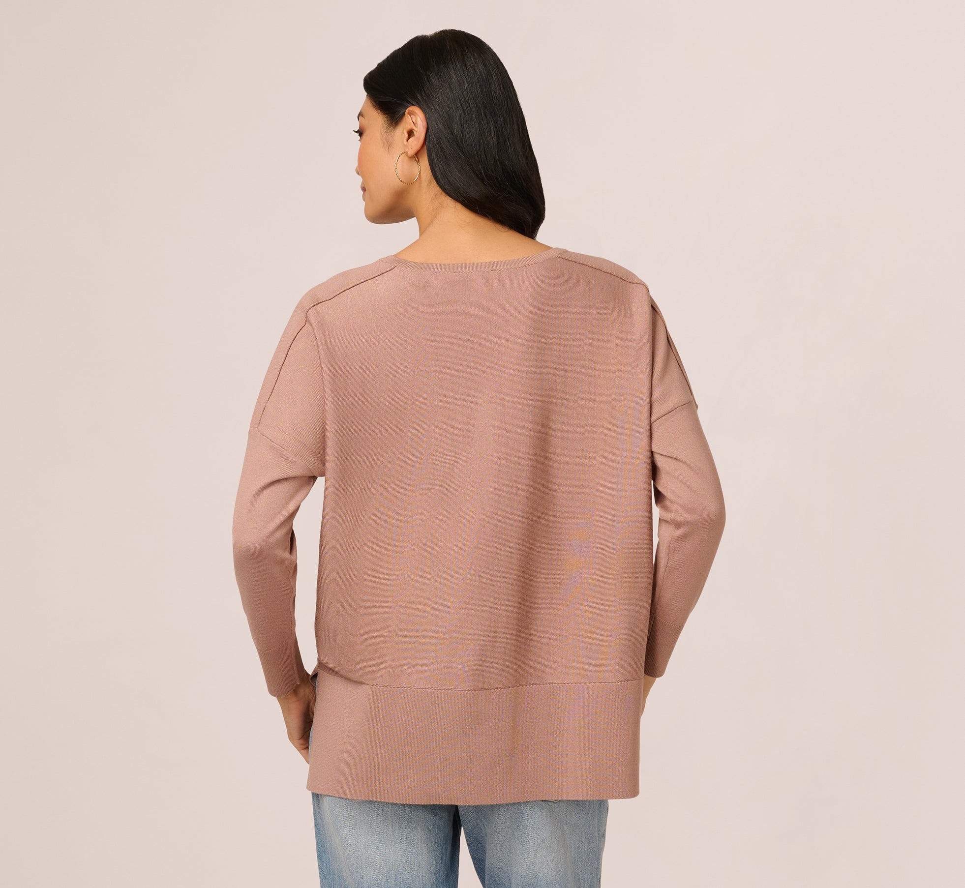 Long Sleeve Drop Shoulder Pullover Sweater Top In Cocoa 1