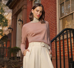 Long Sleeve Drop Shoulder Pullover Sweater Top In Cocoa 2