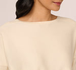 Long Sleeve Drop Shoulder Pullover Sweater Top In Cream 4