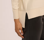 Long Sleeve Drop Shoulder Pullover Sweater Top In Cream 5