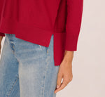 Long Sleeve Drop Shoulder Pullover Sweater Top In Cranberry 5