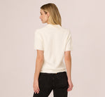 Short Sleeve Waffle Weave Polo Shirt In Ivory 7