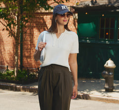 Short Sleeve Waffle Weave Polo Shirt In Ivory