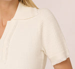 Short Sleeve Waffle Weave Polo Shirt In Ivory 5