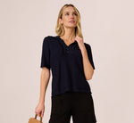 Short Sleeve Waffle Weave Polo Shirt In Navy 1