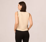 Sleeveless Open Knit Whipstitch Sweater Top In Cream Black 7
