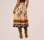 Tie Front Floral Printed Midi Skirt In Tropic Border Vine 6