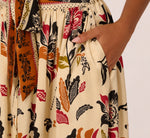 Tie Front Floral Printed Midi Skirt In Tropic Border Vine 4