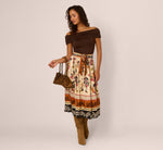 Tie Front Floral Printed Midi Skirt In Tropic Border Vine 2