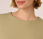 Short Sleeve Rib Knit Back Button Top In Dusty Sage Green 5