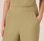 Wide Leg Rib Knit Pants In Dusty Sage Green 4