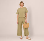 Wide Leg Rib Knit Pants In Dusty Sage Green 1