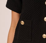 Short Sleeve Textured Cardigan Sweater In Black 5