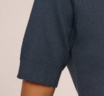 Short Sleeve Scalloped Sweater Top In Slate Blue 5