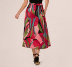 Printed A Line Drawstring Midi Skirt In Mosiac Leaves 6