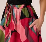 Printed A Line Drawstring Midi Skirt In Mosiac Leaves 5