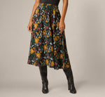 Printed A Line Drawstring Midi Skirt In Jungle Garden 2