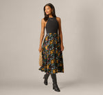 Printed A Line Drawstring Midi Skirt In Jungle Garden 1
