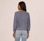 Long Sleeve Laced Raglan Sweater In Dusty Blue 6