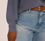 Long Sleeve Laced Raglan Sweater In Dusty Blue 5